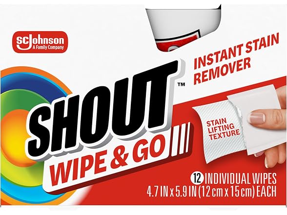 Shout Wipe and Go Stain Remover Wipes 12ct