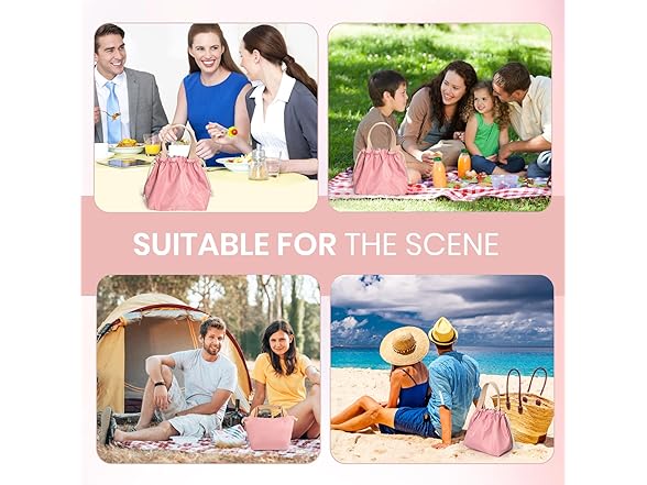 Drawstring Reusable Lunch Bag for Women