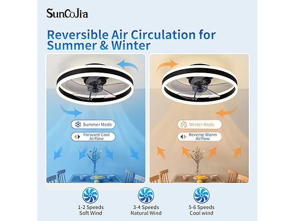 SUNCOJIA 20" Modern Flush Mount Fandelier