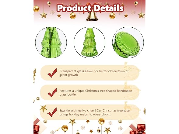 Christmas Tree Glass Terrarium Vases 4pc or 6pc