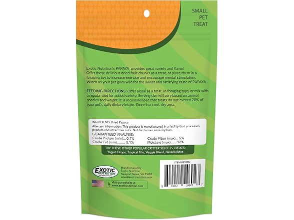 Exotic Nutrition Papaya Treat 1/2 LB