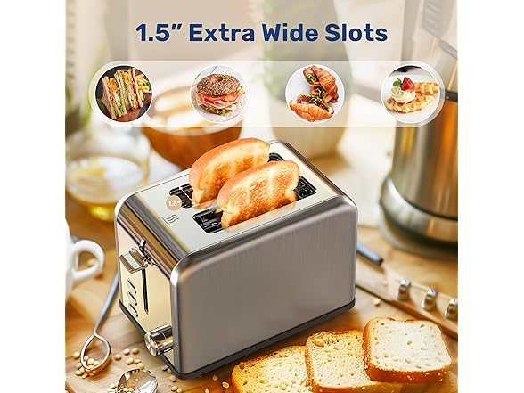 YSSOA 2-Slice Toaster with 6 Browning Setting and 3 Function,