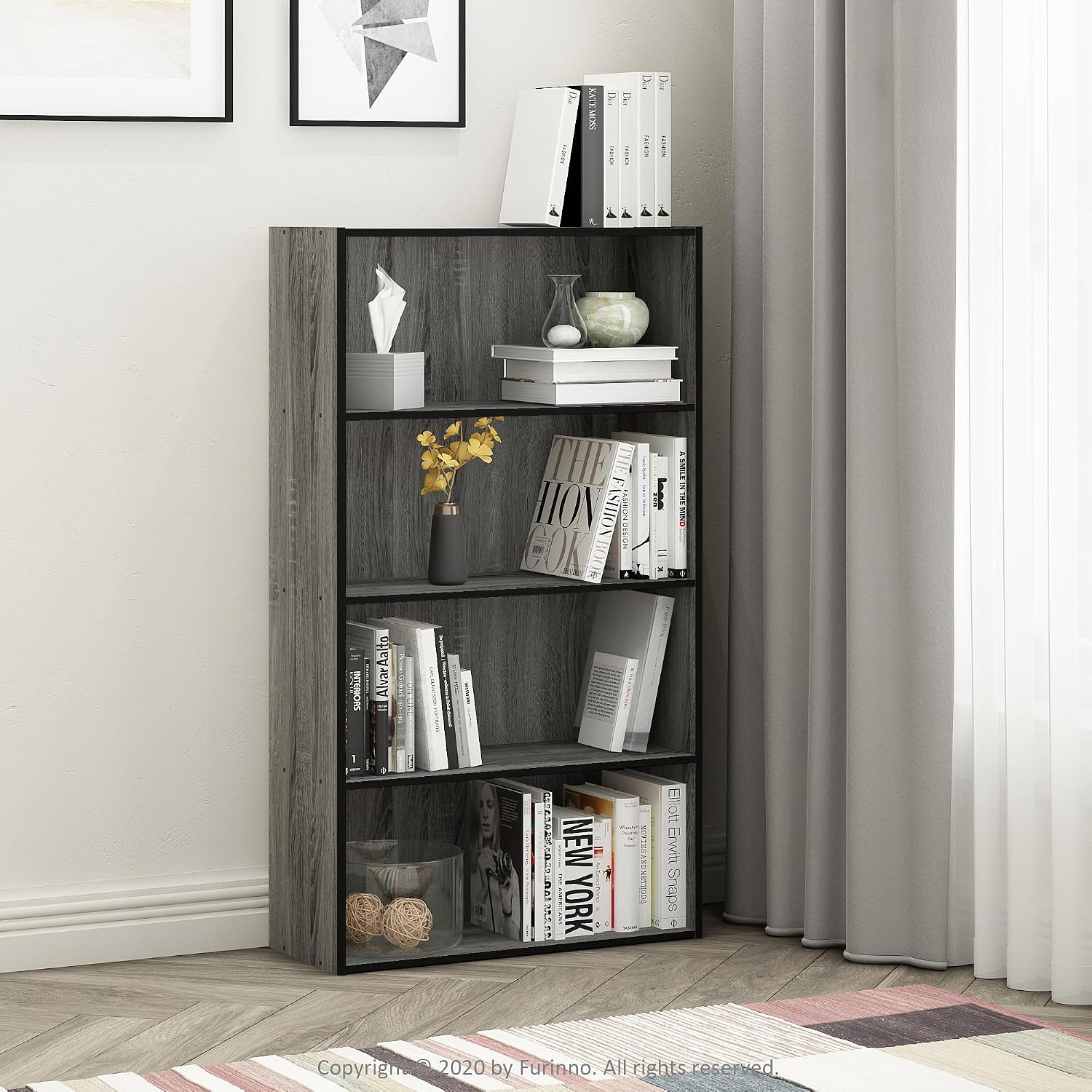 Furinno PASIR 4-Tier Bookshelf French Oak - Gallery 6