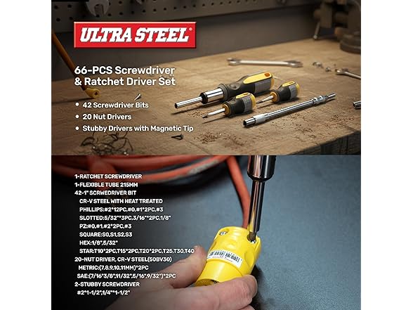 ULTRA STEEL TS70785J 66 Pc Screwdriver Set