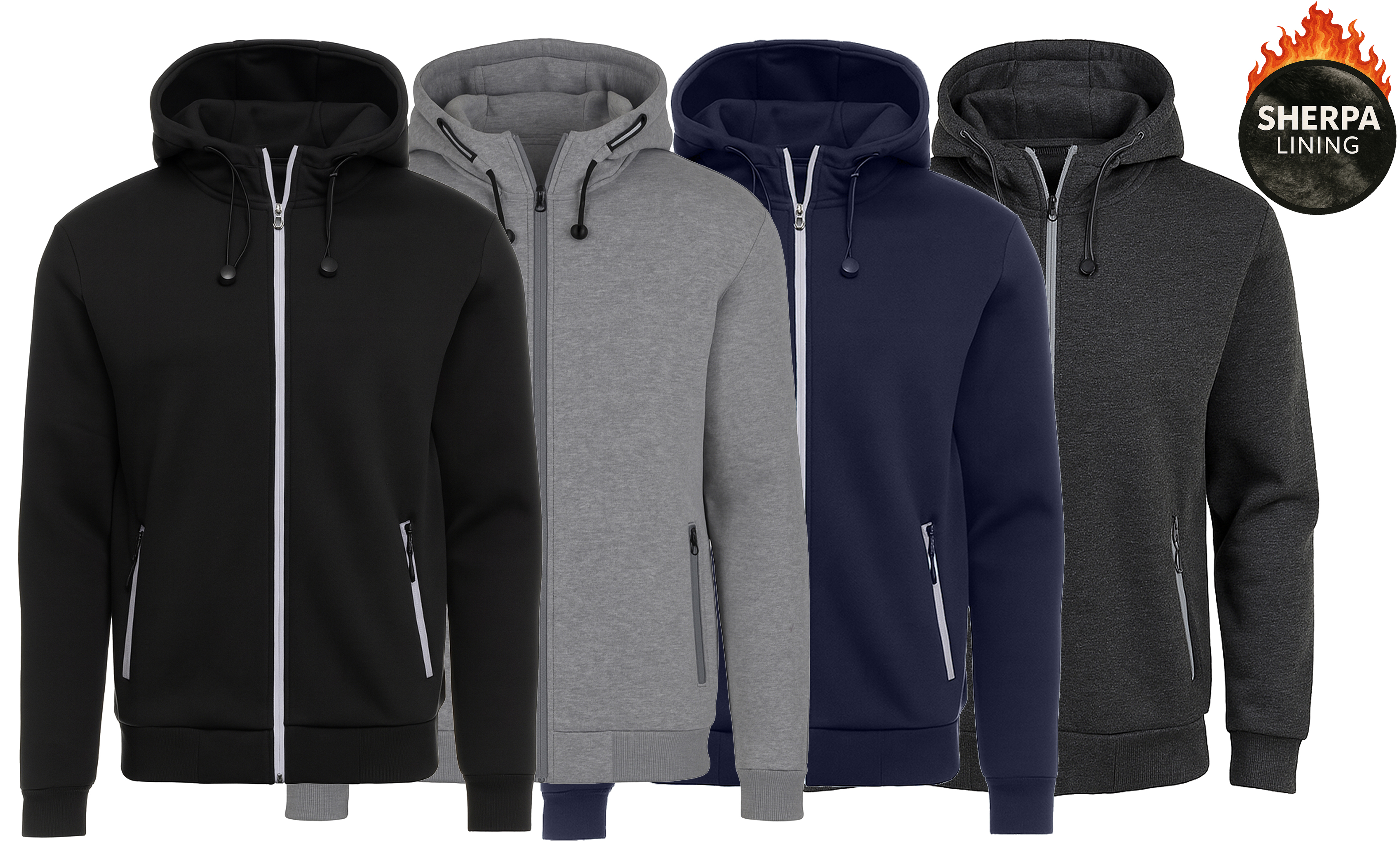 3Pk Mens Sherpa Classic Tech Zip Hoodie - Gallery 13