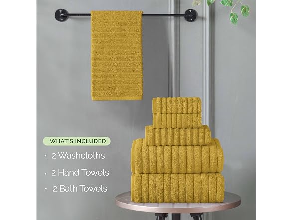 Elegant Comfort 100% Turkish Cotton Corduroy Towels, Gold