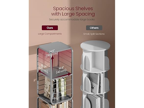 VASAGLE 4-Tier Rotating Bookshelf