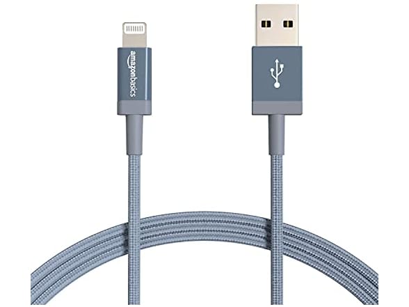 (2 PACK) AmazonBasics Braided USB-A to Lightning Charging Cable