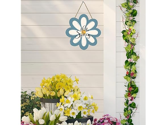 Xeubiou Hello Spring Wooden Sign