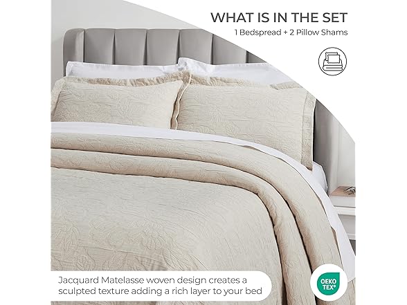 Superior 3 Piece Cotton Bedspread Set