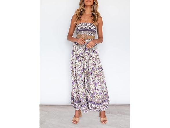 Zesica Women (M) Summer Boho Strapless Dresses