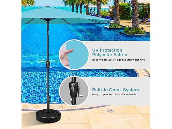 HealSmart 9ft Patio Umbrella with Push Button Tilt/Crank