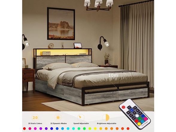 HAUSOURCE LED Bed Frame Queen Size