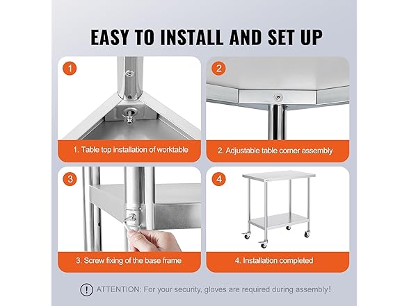 VEVOR Stainless Steel Work Table 24 x 36 x 38 Inch