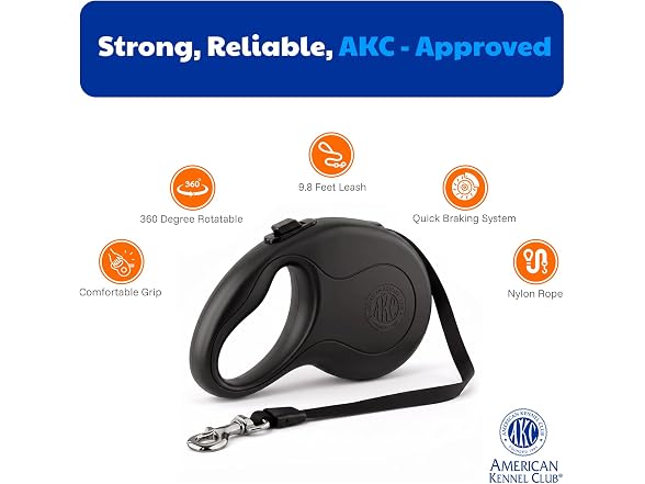 American Kennel Club AKC Retractable Dog Leash Tangle-