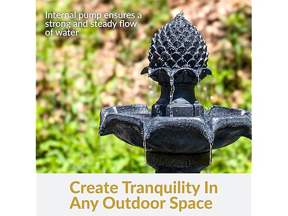 Sunnydaze Pineapple 46-Inch 2-Tier Outdoor Solar Fountain