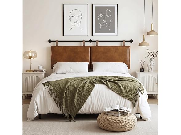 HouseMila Brown Leather King Headboard
