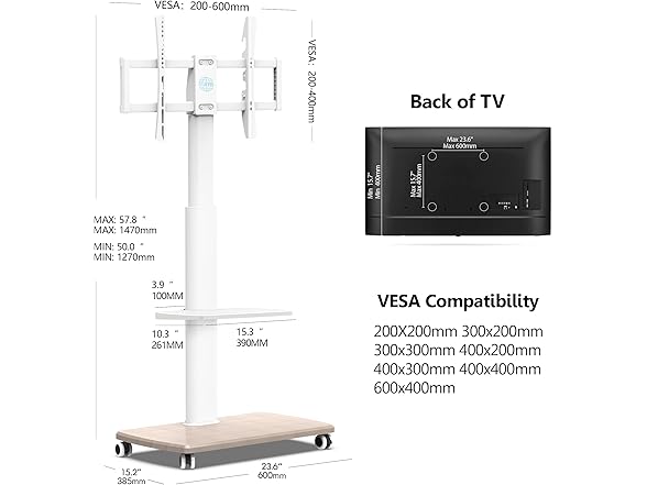 FITUEYES Rolling TV Stand | 32-70"