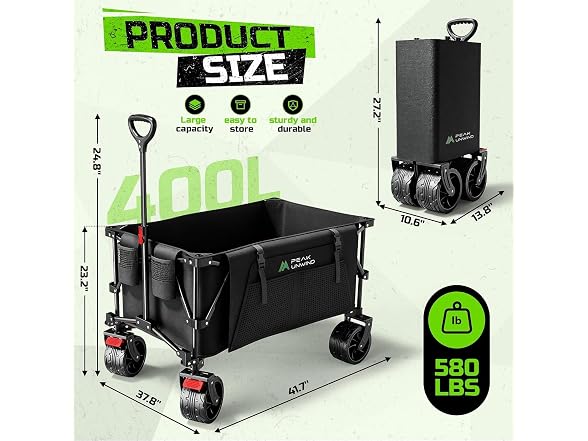 PEAKUNWIND Collapsible Beach Wagon 400L