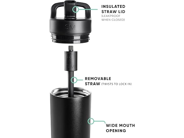 Simple Modern Insulated Water Bottle| 24oz | Black