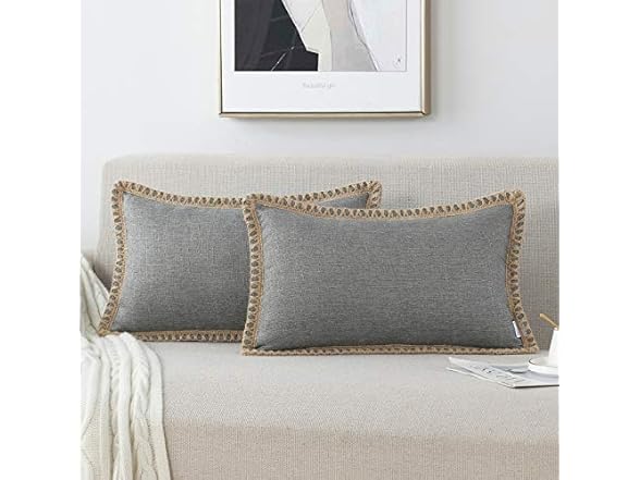 Set of 2 Burlap Linen Pillow Covers