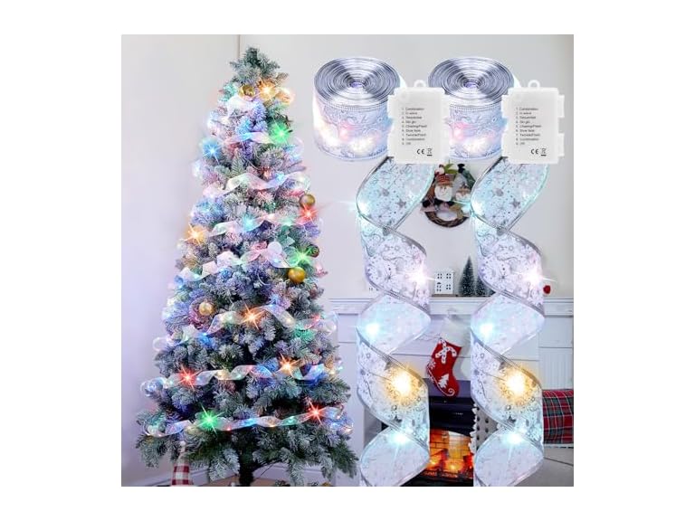 Minetom 2 Pack Christmas Tree Ribbon String Modes,