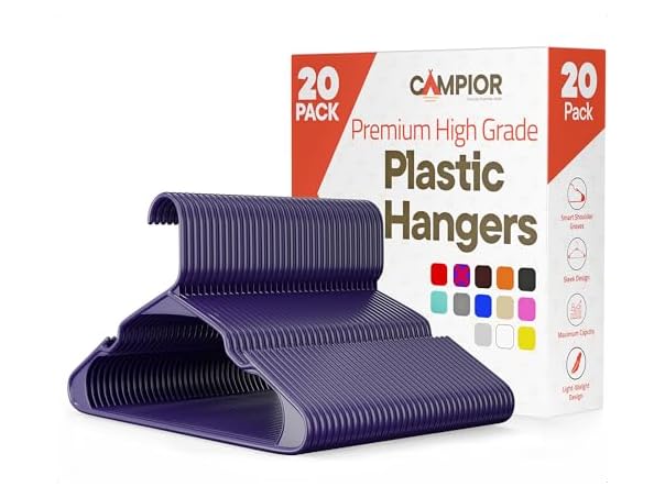 $7.99, Was $13.99, 42% Off! Purple Plastic Hangers 20 Pack dealfomo
