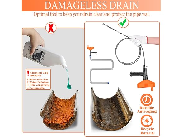 33 Ft Drain Snake Auger, Heavy Duty