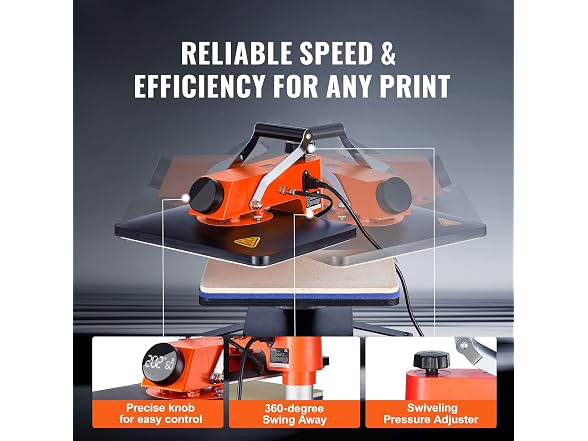 5-in-1 Heat Press Machine, 12" x 15" Fast