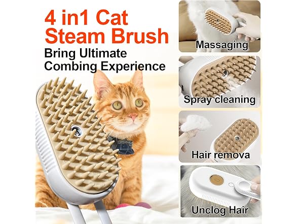 Farocup 4-in-1 Steam Brush for Pets