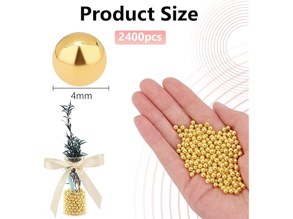 OLYCRAFT 2400Pcs 4mm Mini Golden Pearl Beads - Gallery 2