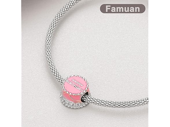 Famuan Pink Birthday Cake Charms