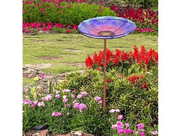 Sunnydaze Glass Bird Bath Bowl - 10.5" Diameter