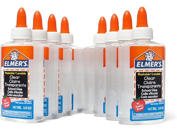 Elmer's Liquid School Glue, Clear, Washable, 5 Oz, 8 Count