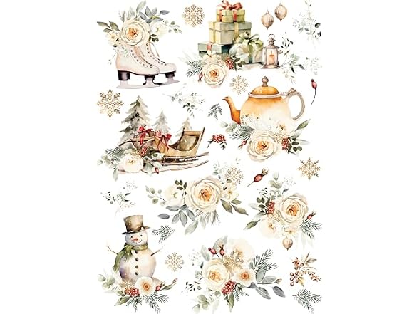 Craft Kreatively White Christmas Rice Paper, 11.5 x 1