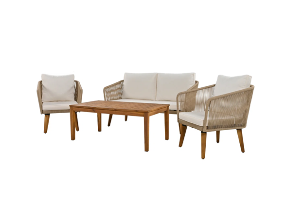 George Oliver 4pc Rope Patio Set w/ Table -Choose Color