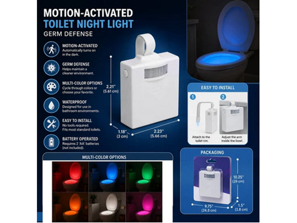 Illumibowl Germ Defense Motion-Activated Toilet Night Light