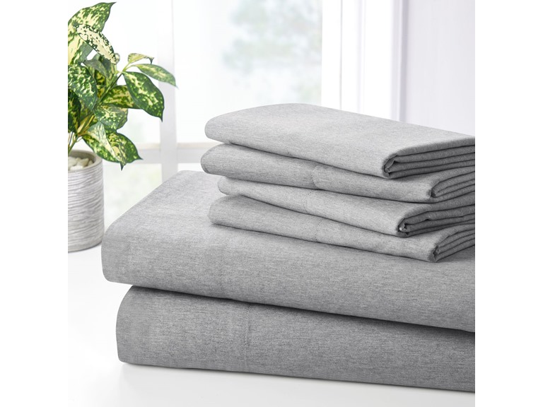 Bibb Home 1832 Twin Bamboo 2000 Count 6 Piece Chambray Sh