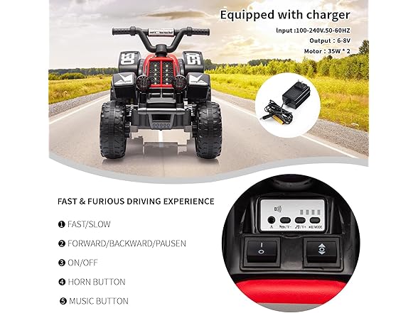 Hetoy 6V Kids Ride On Electric ATV (Black)