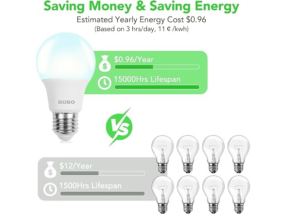 BUBO A19 LED Light Bulbs, 24 Pack