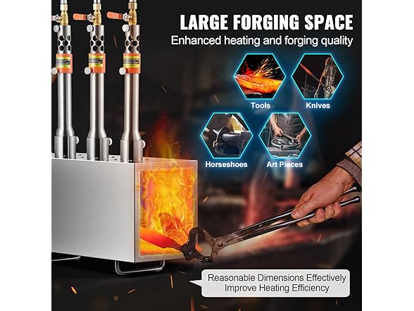 VEVOR Portable Tri-Burner Propane Forge