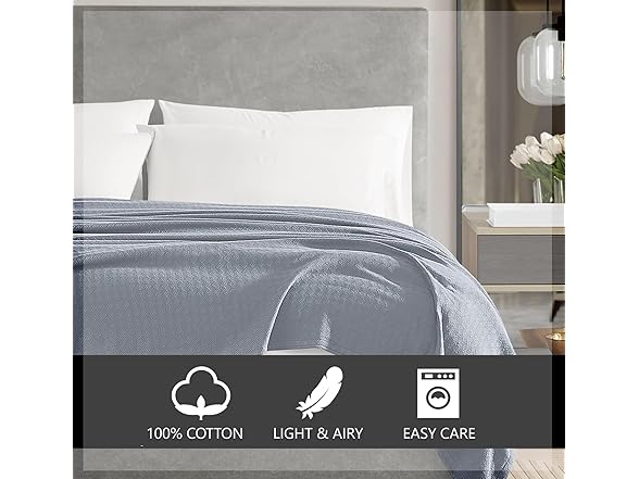 Vince Camuto Classic 100% Basket Woven Cotton Blanket