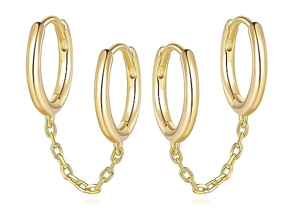 MOMELF Gold Hoop Earrings Women 14K