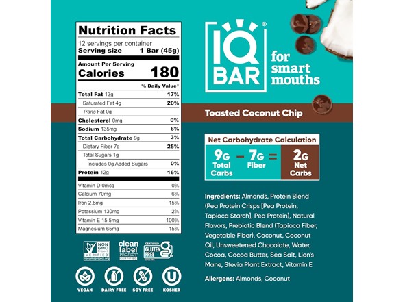 24CT IQBAR Clean Plant Protein Bars- Your Choice