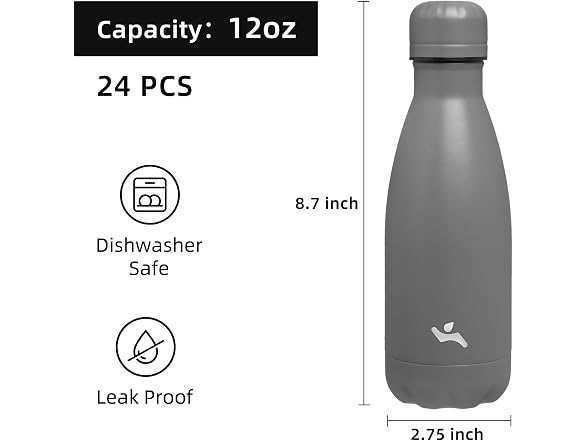 Konokyo 24 Pack 12 oz Insulated Stainless Steel Water Bottle