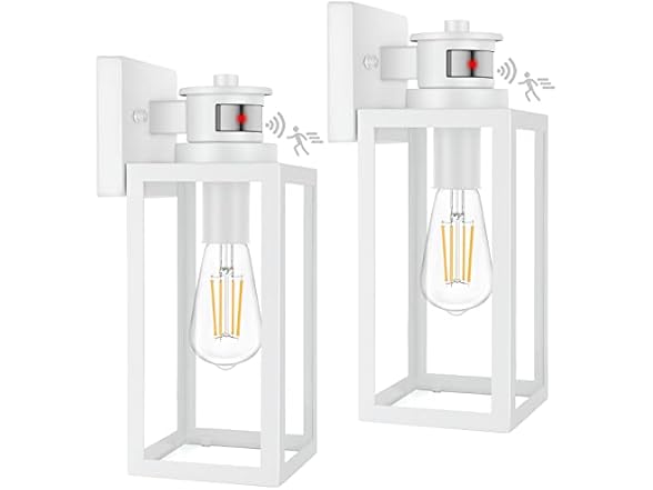 TOBUSA White Motion Sensor Wall Light 2Pk