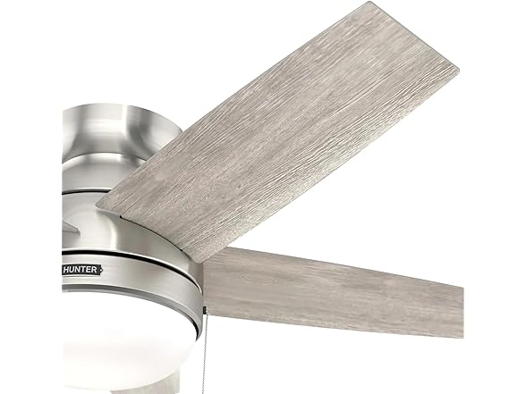 Hunter Ceiling Fan 44 inch Low Profile Brushed Nickel, Refurbished