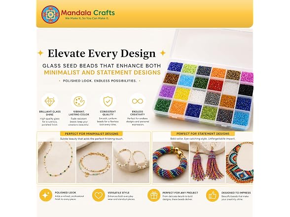 Mandala Crafts 11/0 Glass Seed Beads 18000Pc