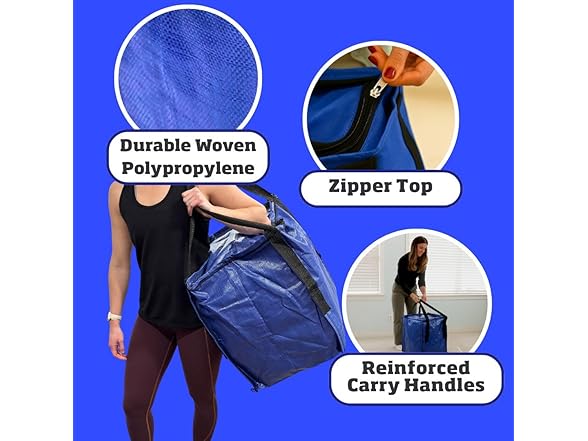 DURASACK Heavy Duty Storage Tote Bag with Zipper, 6 PK