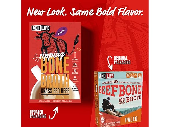 4PK LonoLife Beef Bone Broth Powder Mix | Grass-Fed